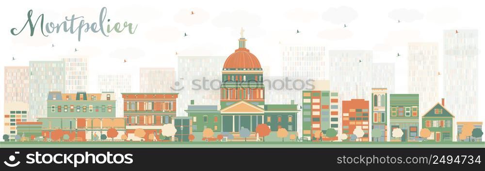 Abstract Montpelier (Vermont) Skyline with Color Buildings. Vector Illustration. Business Travel and Tourism Concept with Modern Buildings. Image for Presentation, Banner, Placard and Web Site