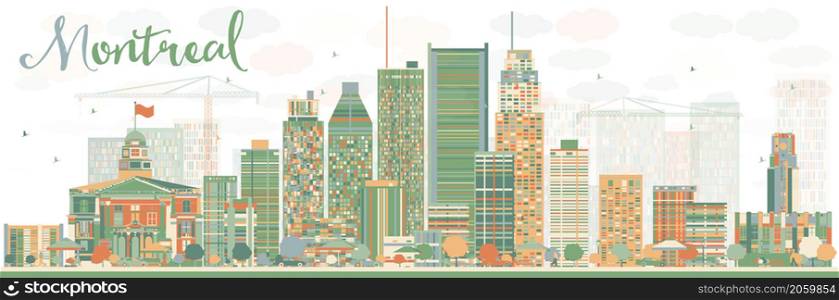 Abstract Montreal skyline with color buildings. Vector illustration. Business travel and tourism concept with modern buildings. Image for presentation, banner, placard and web site.
