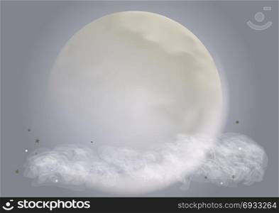 abstract moon with stars on night sky