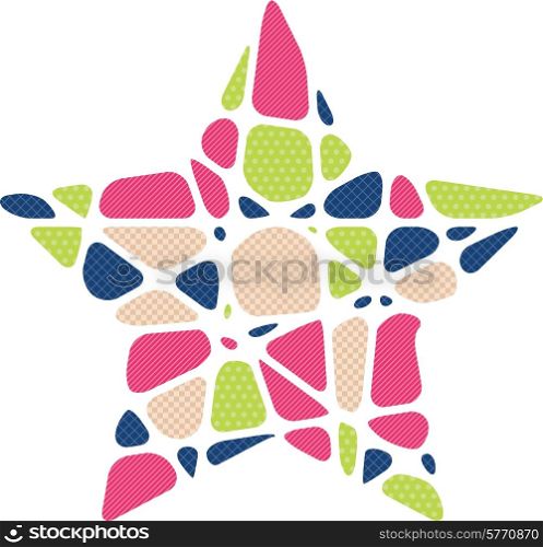 Abstract mosaic background in the shape of a star,