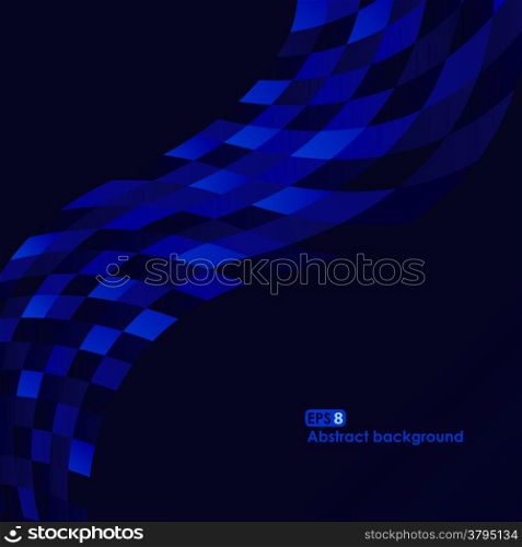 Abstract mosaic dark blue wave vector background for design
