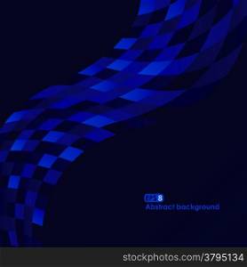 Abstract mosaic dark blue wave vector background for design