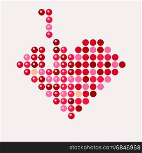abstract mosaic heart for Valentine&rsquo;s Day, tetris game style. vector