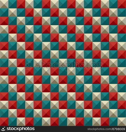 Abstract mosaic pattern background - vector Illustration. Textured triangle shape backgrounds green, red and beige.