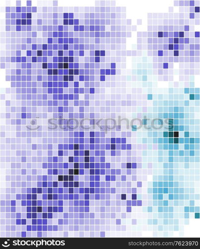 Abstract mosaic tiled pattern background in random blue and purple squares fro design. Abstract mosaic tiled pattern in blue and purple