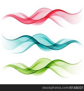 Abstract motion smooth color wave . Set of Curve green, blue and red lines
