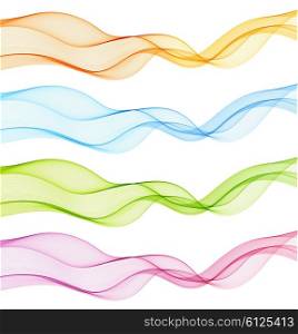 Abstract motion smooth color wave vector. Set of Curve green, blue and yellow lines