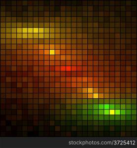 Abstract multicolor lights dark mosaic vector background.