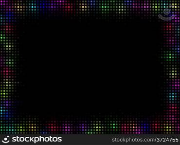 Abstract multicolor mosaic frame on black background.