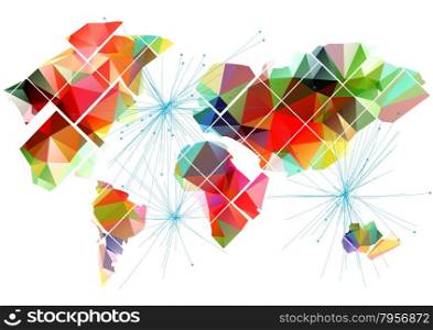 abstract multicolor world map on whita background&#xA;