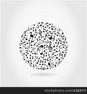 Abstract musical sphere from notes. A vector illustration
