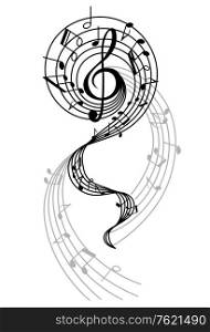 Abstract musical swirl with notes and sounds for art design