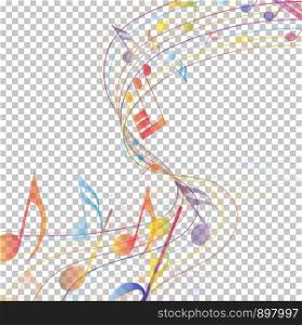 Abstract Musical Theme. Transparency Grid Background Design. Vector Illustration.