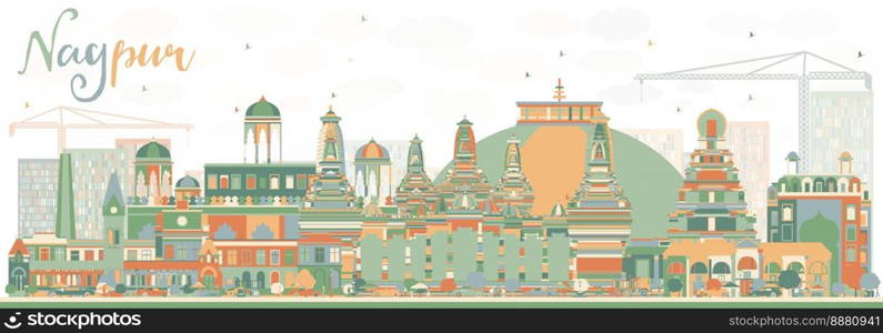 Abstract Nagpur Skyline with Color Buildings. Vector Illustration. Business Travel and Tourism Concept with Historic Architecture. Image for Presentation Banner Placard and Web Site.