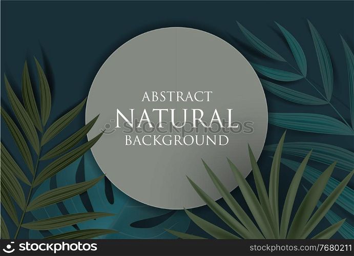 Abstract Natural Background with Tropical Palm and Monstera Leaves. Vector Illustration. Abstract Natural Background with Tropical Palm and Monstera Leaves. Vector Illustration EPS10