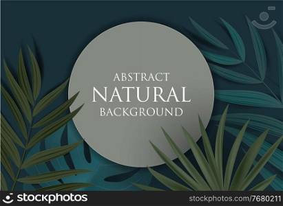 Abstract Natural Background with Tropical Palm and Monstera Leaves. Vector Illustration. Abstract Natural Background with Tropical Palm and Monstera Leaves. Vector Illustration EPS10
