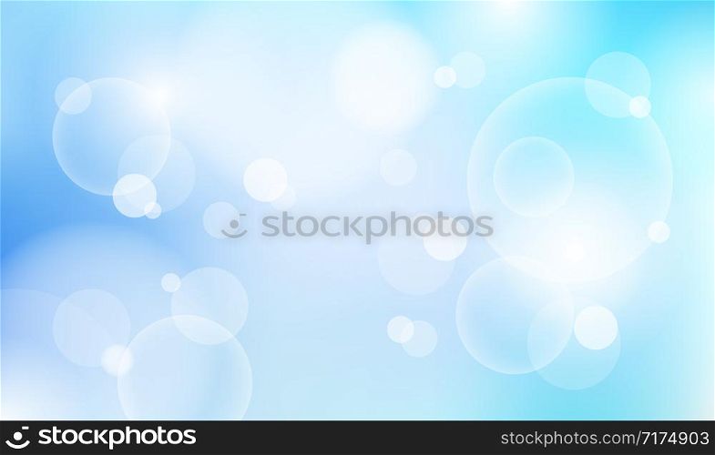 Abstract natural blue sky blurred light bokeh background. Vector illustration
