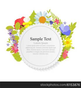 Abstract Natural Frame with Flowers and Leaves. Vector Illustration. Abstract Natural Frame with Flowers and Leaves