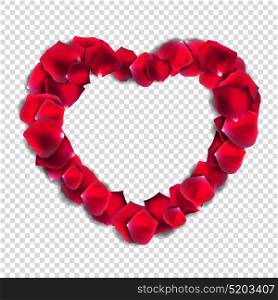 Abstract Natural Rose Petals Heart on Transparent Background Realistic Vector Illustration EPS10. Abstract Natural Rose Petals Heart on Transparent Background Rea