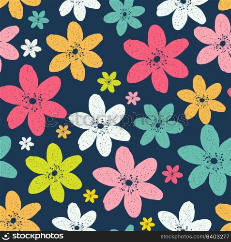 Abstract Natural Seamless Pattern Background with Colorful Flowers. Vector Illustration EPS10. Abstract Natural Seamless Pattern Background with Colorful Flowe