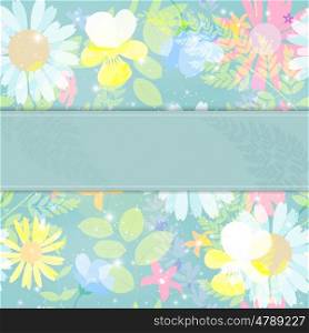 Abstract Natural Spring Background with Flowers and Leaves. Vector Illustration EPS10. Abstract Natural Spring Background with Flowers and Leaves. Vector Illustration