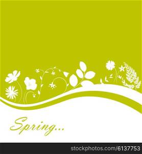 Abstract Natural Spring Background with Flowers and Leaves. Vector Illustration EPS10. Abstract Natural Spring Background with Flowers and Leaves. Vect