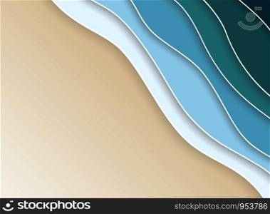 Abstract nature coast sea wavy layers of blue water color background. You can use for ad, summer theme, swim, poster, cover design. vector eps10