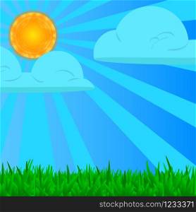 Abstract nature design, Vector illustration. Background with green grass and shining sun.