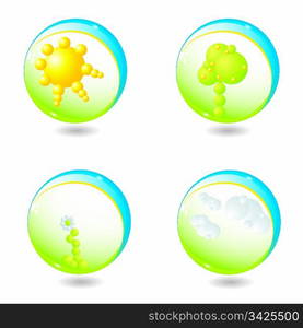 Abstract nature elements in spheres, vector illustration