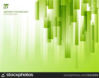 Abstract nature vertical overlap geometric squares shape green natural color on white background with copy space. Vector graphic illustration