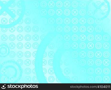Abstract naught and cross background with a blue gradient