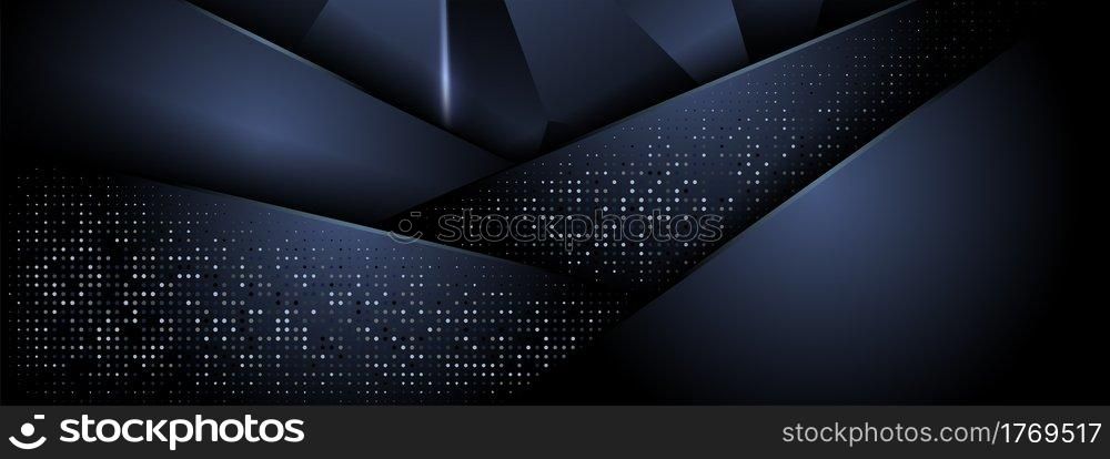 Abstract Navy Background with Mosaic Textured and Overlap Layer Concept. Graphic Design Element.