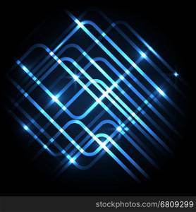Abstract neon blue background with lines, stock vector