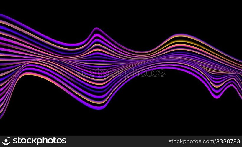 Abstract neon color optical wave lines art pattern design elements on black background. Vector illustration