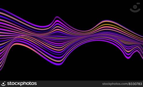 Abstract neon color optical wave lines art pattern design elements on black background. Vector illustration