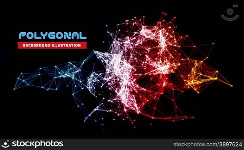 Abstract network connection background. Abstract colorful network data connection. Vector technology background on black