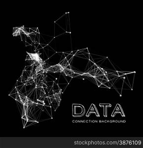 Abstract network connection. Vector technology background on black. Abstract network connection background