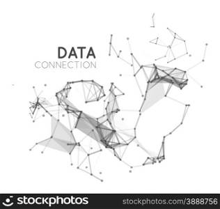 Abstract network data connection. Technology background on white. Abstract network connection background