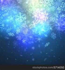 Abstract night magic snowfall Christmas vector background.
