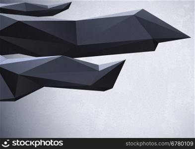 Abstract noisy background with dark low poly crystals