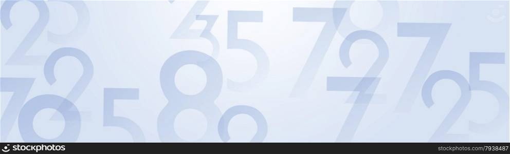 Abstract numbers horizontal panoramic vector background.
