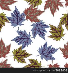 Abstract oak leaves seamless pattern. Maple foliage backdrop. Nature wallpaper. For fabric design, textile print, wrapping, cover. Vector illustration. Abstract oak leaves seamless pattern. Maple foliage backdrop.