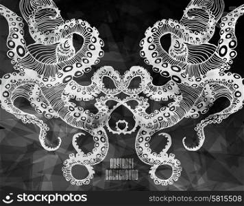 Abstract Octopus, hipster element, drawn by hand modern illustration with polygon, crystal design element, symbol, sign for tattoo