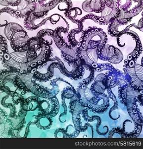 Abstract Octopus, hipster element, drawn by hand modern illustration with polygon, pattern, symbol, sign for tattoo