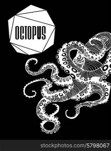 Abstract octopus illustration , design element, symbol, sign for tattoo