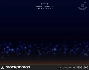 Abstract of art gradient blue with sparkle glitters bokeh background, vector eps10