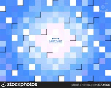 Abstract of blue gradient pixel square pattern background, vector eps10