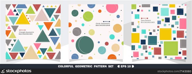 Abstract of colorful geometric pattern bundle set background, vector eps10