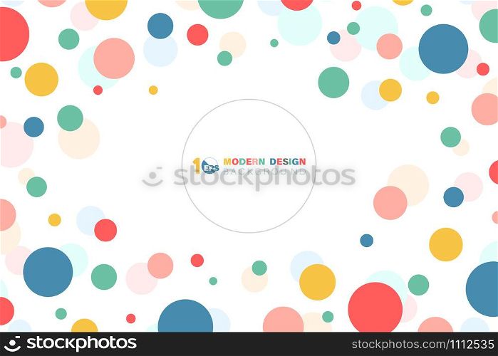 Abstract of colorful minimal circle pattern design with copy space of text in center. Decorate for cover, artwork, ad, template design. illustration vector eps10