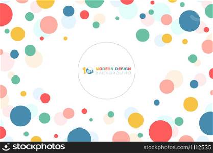 Abstract of colorful minimal circle pattern design with copy space of text in center. Decorate for cover, artwork, ad, template design. illustration vector eps10